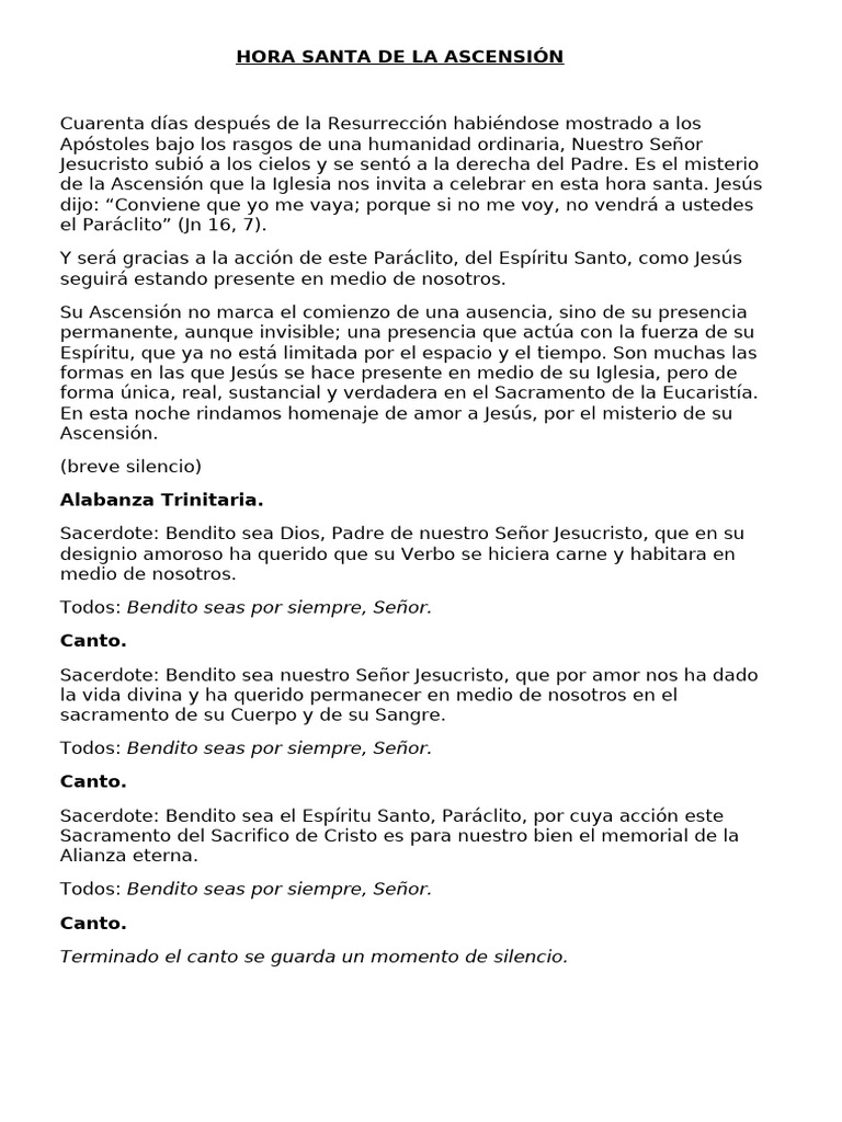 Hora Santa de la Ascensión de Jesús | PDF | Cristo (título) | Ascension ...