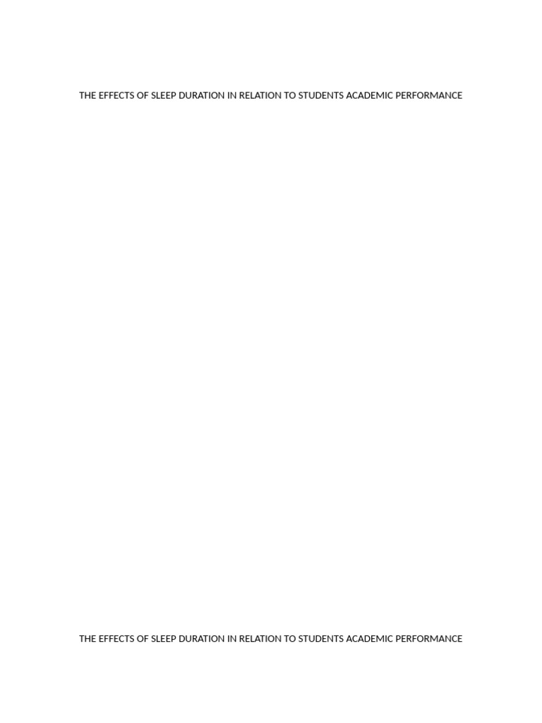 The Effects of Sleep Duration in Relation To Students Academic ...