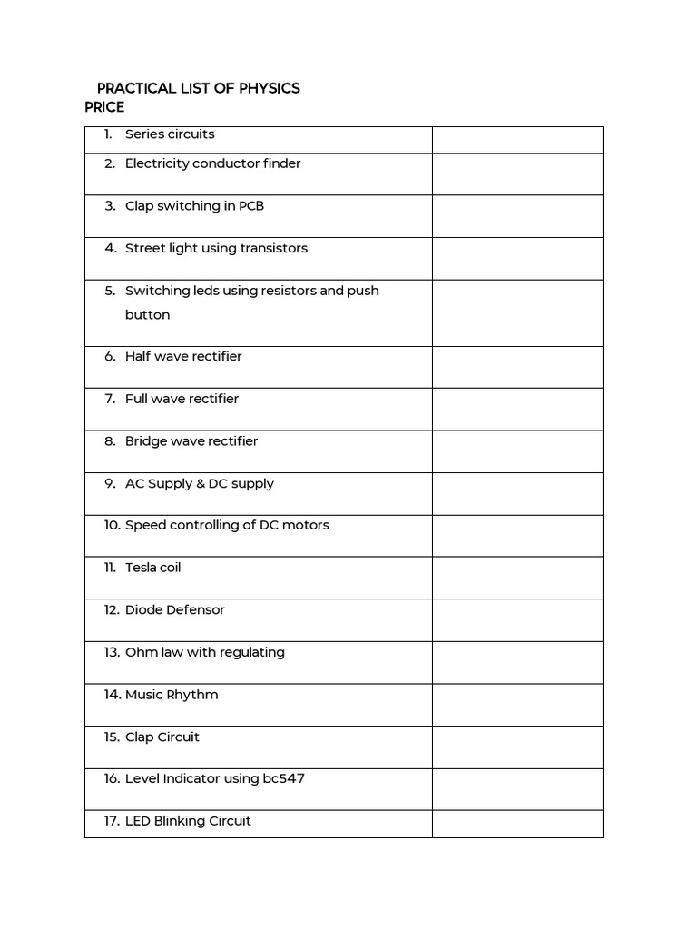 Practical Physics Circuit Projects | PDF