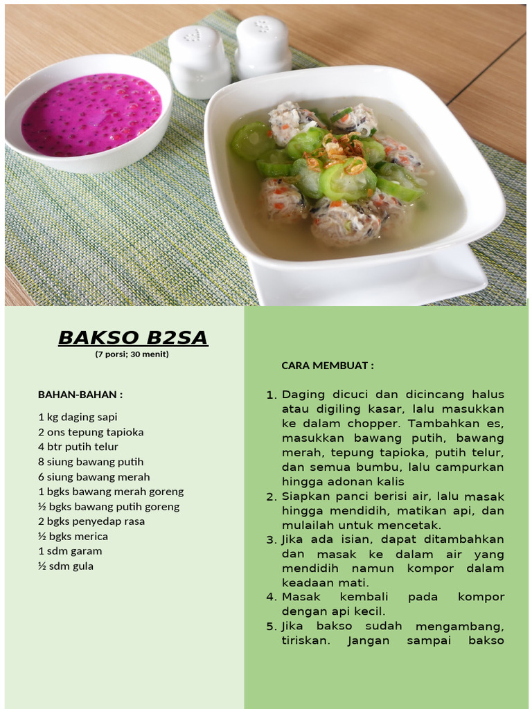 Resep Bakso B2SA dalam 30 Menit | PDF