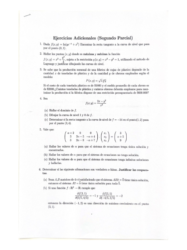 Ejercicios Adicionales (Segundo Parcial) | PDF