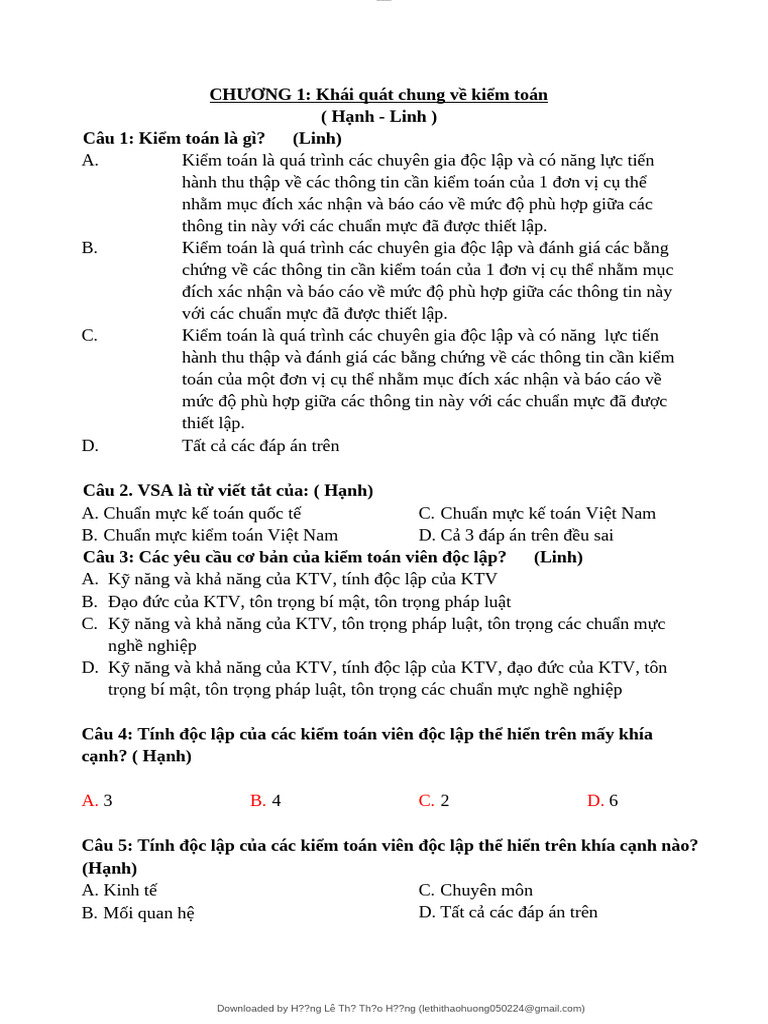 TN KTCB Trac Nghiem Kiem Toan Can Ban | PDF