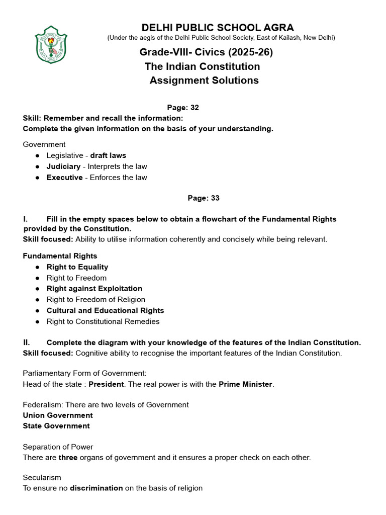 Indian Constitution Assignment Solutions | PDF | Justice | Crime & Violence