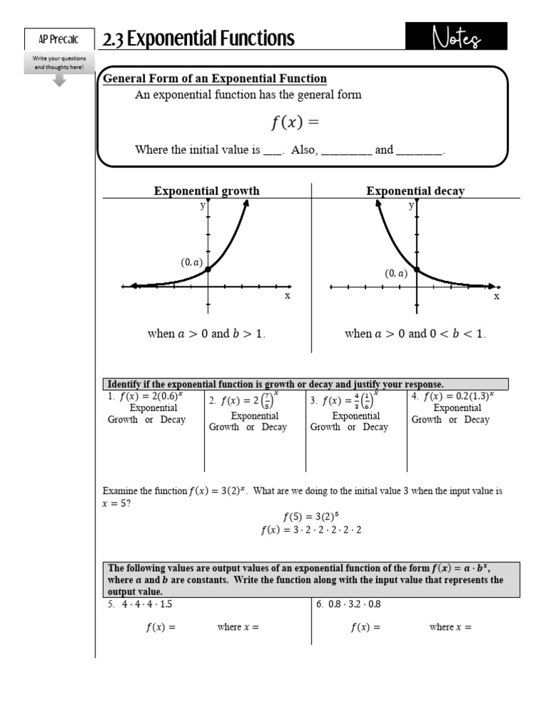 Exponential Functions Overview and Practice | PDF | Exponential ...