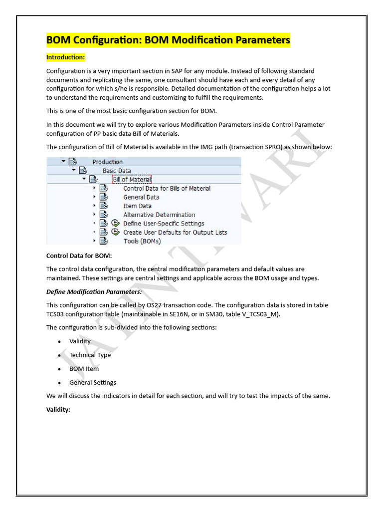 BOM Configuration Modification Parameters | PDF | Computer Science ...