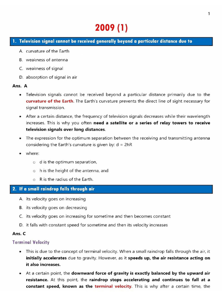CDS Physics PYQs (2009 - 2024) | PDF