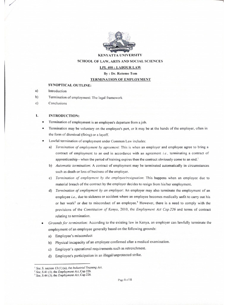 Termination of Employment | PDF