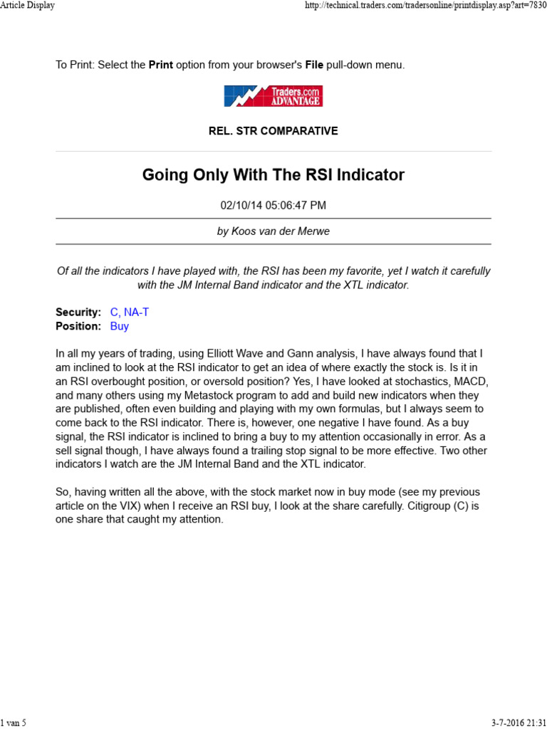 RSI Indicator Trading Insights | PDF | Technical Analysis | Moving Average
