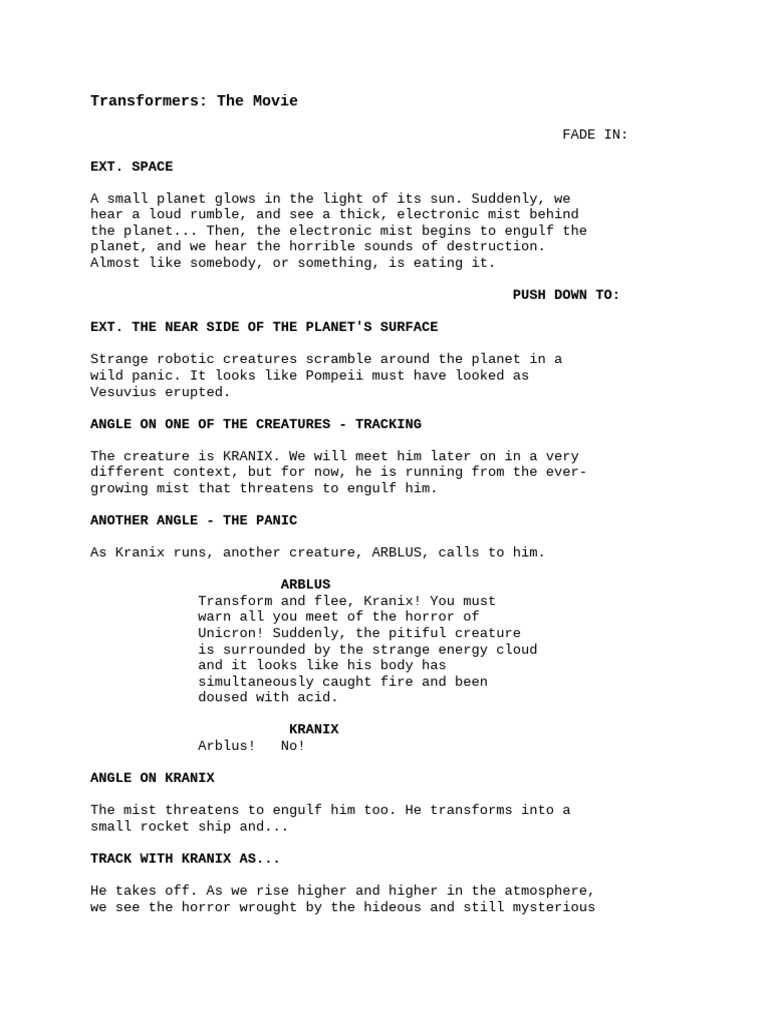 Transformers - The Movie | PDF | Transformers (Franchise)