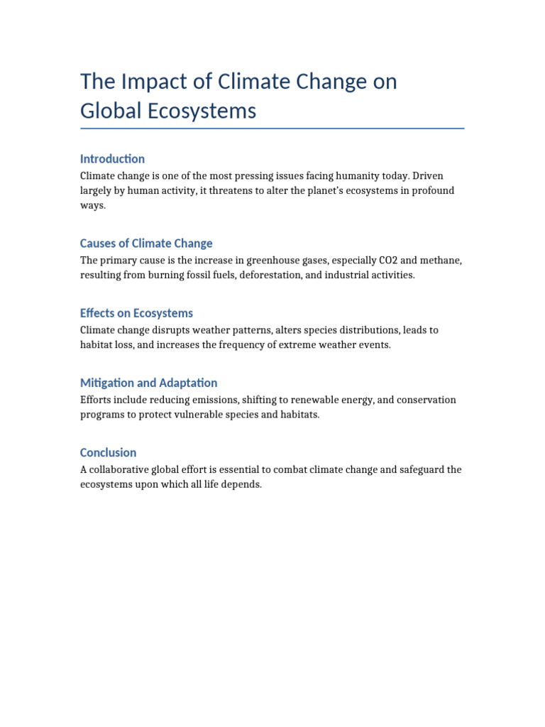 Climate Change's Effects on Ecosystems | PDF