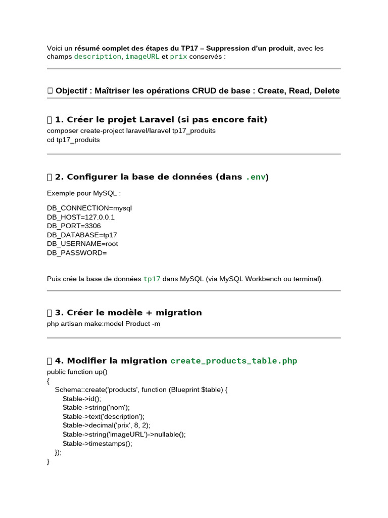 TP17 : Gestion des Produits CRUD | PDF