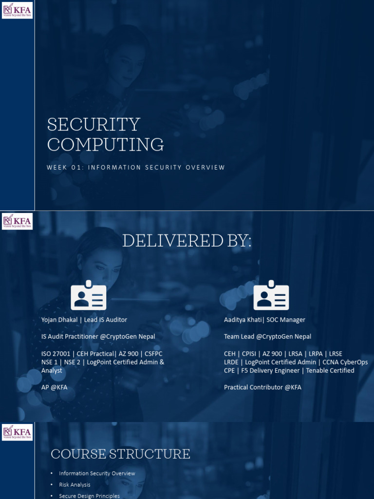 KFA SCT 115 Security Computing Week 01 | PDF | Security | Computer Security