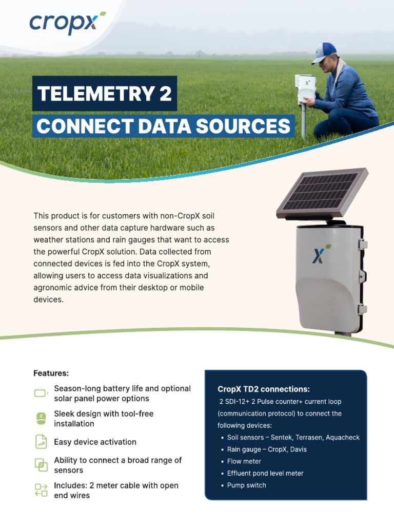 CropX Telemetry 2 FIeld Data Gateway Product Brochure 6feb2025 | PDF