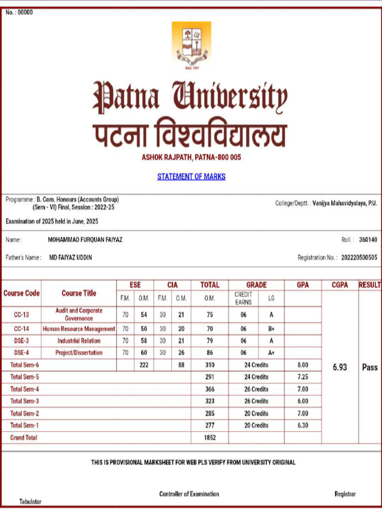 Sem VI Result | PDF
