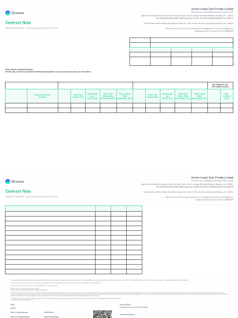 Client Transaction Summary for Nimesh Parmar | PDF | Investing ...