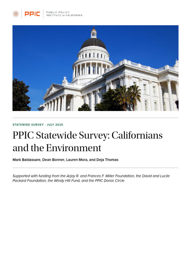 PPIC Statewide Survey: Californians and The Environment July 2025 | PDF ...