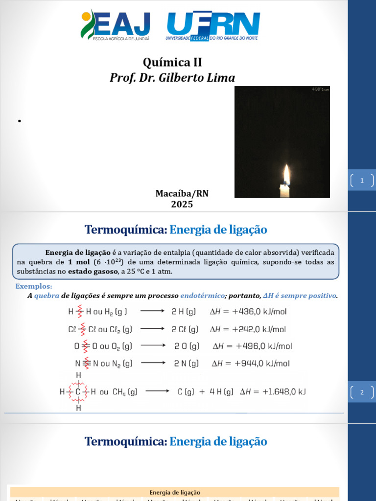 Energia de Ligação na Termoquímica | PDF | Entalpia | Termodinâmica