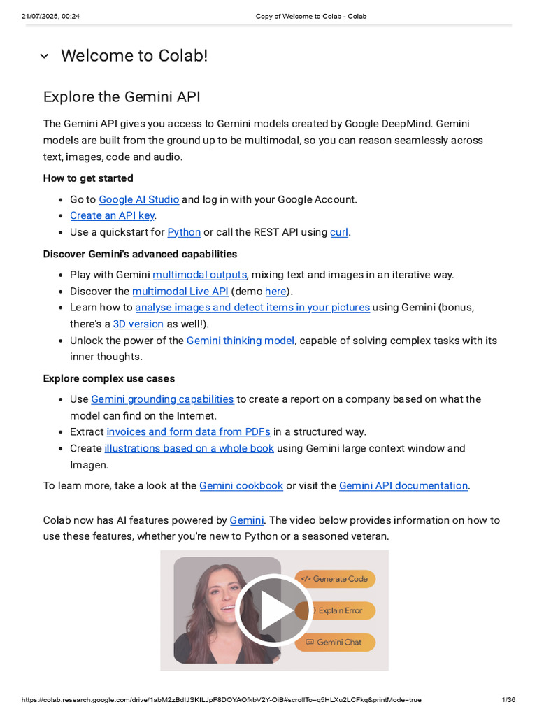 Welcome to Google Colab Guide | PDF | Machine Learning | Computing