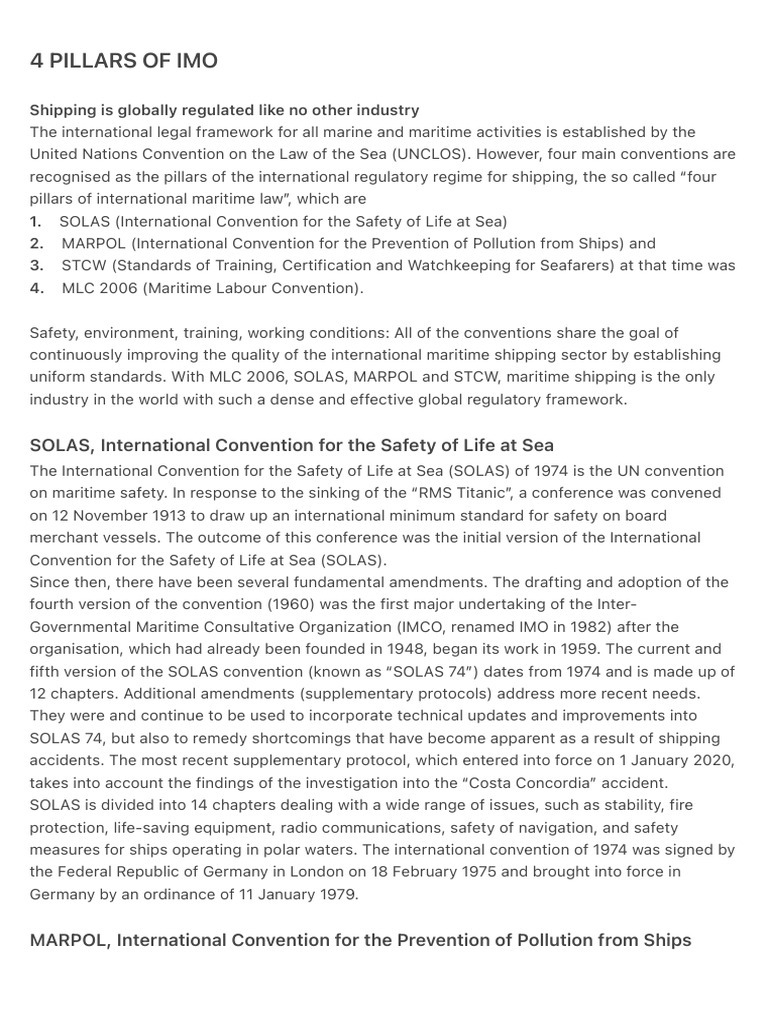 4 Pillars of Imo | PDF | Shipping | Water Transport