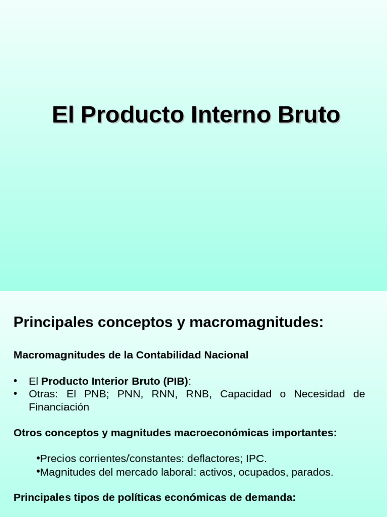 Conceptos Clave del Producto Interno Bruto | PDF | Costo de la vida ...