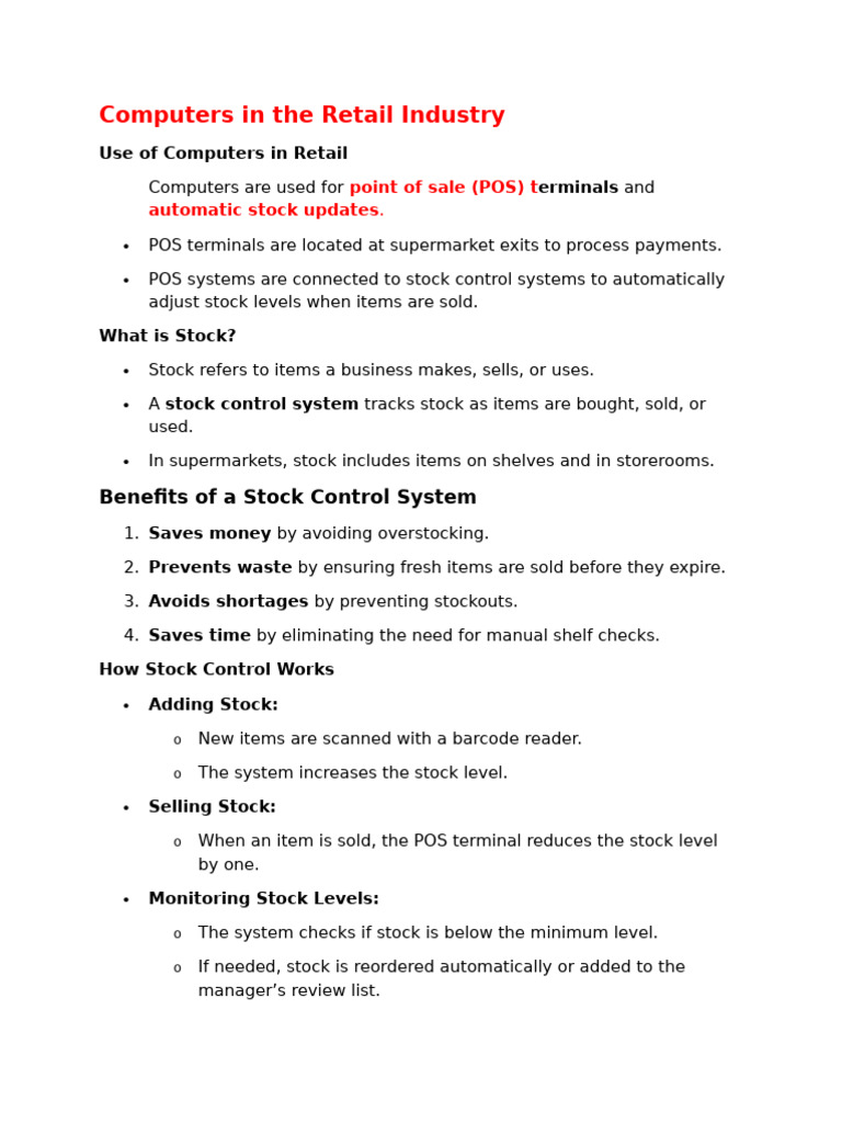Computers Transforming Retail Operations | PDF | Emv | Point Of Sale