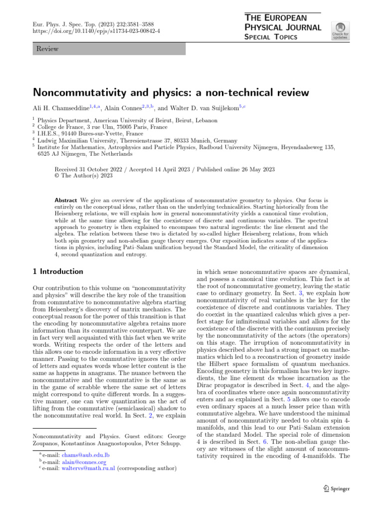 Noncommutativity in Physics Overview | PDF | Hilbert Space ...