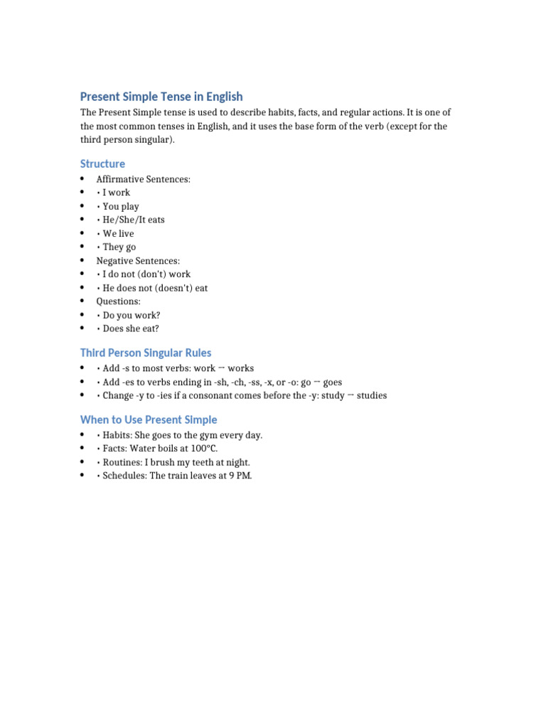 Understanding Present Simple Tense | PDF