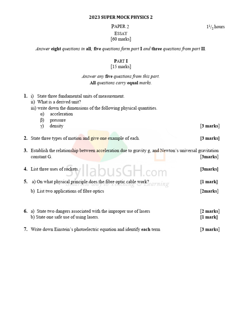 2023 Physics Mock Exam Paper 2 | PDF | Electron | Radioactive Decay