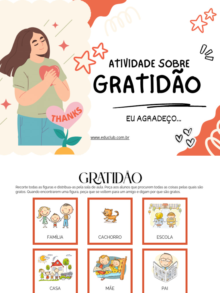 Atividade de Gratidão na Educação Infantil | PDF