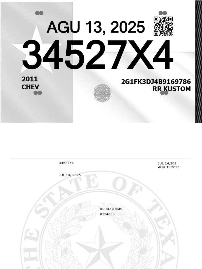Texas Vehicle Buyer Tag Receipt | PDF