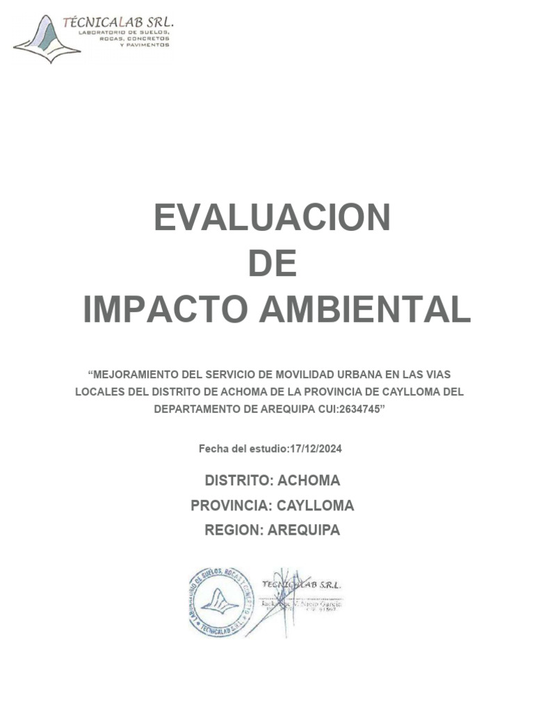 Evaluación de Impacto Ambiental en Achoma | PDF | Residuos | Entorno ...