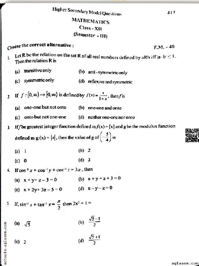 Sample Paper For Class 12 Maths 02-Jul-2025 12-07-55 | PDF