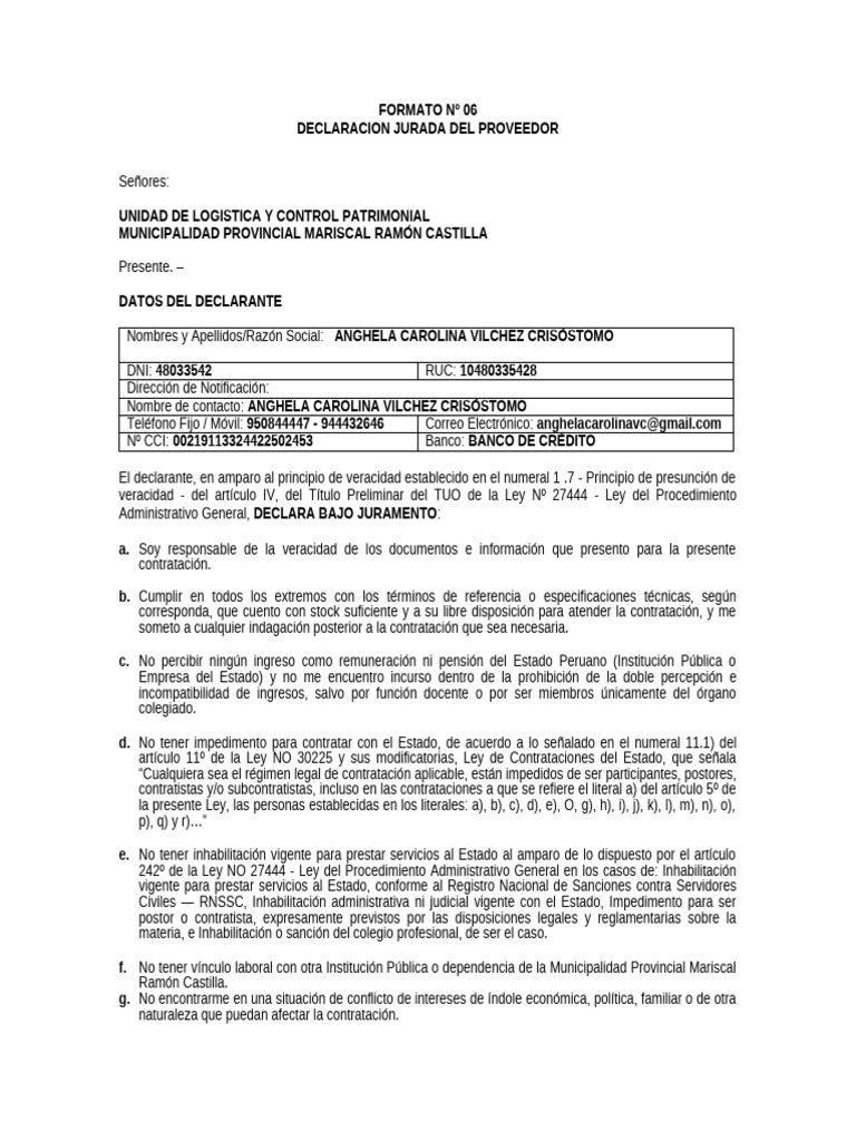 Formato #06 - Trabaja Peru | PDF | Corrupción política