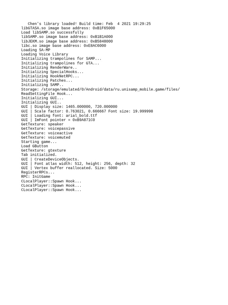 Jekmant SAMP Initialization Log | PDF