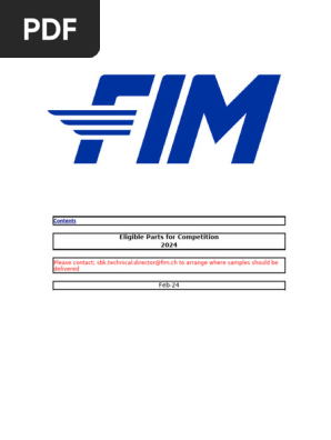 2024 FIM Eligible Parts For Competition - List 2024 v8 | PDF