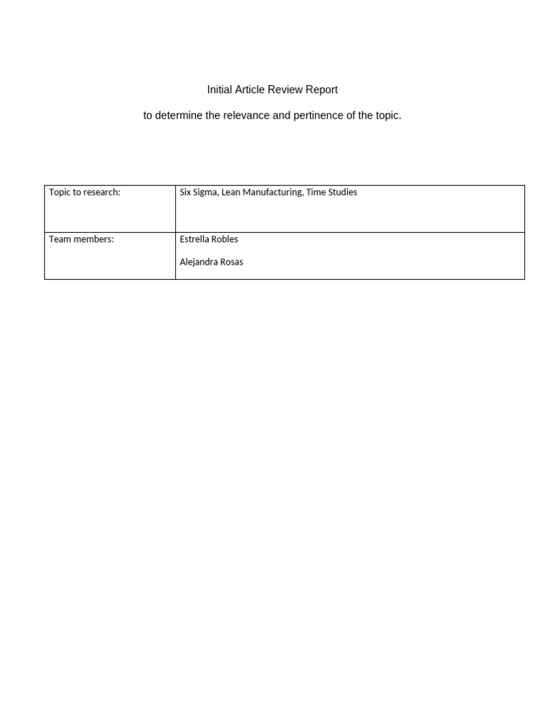 Initial Article Review | PDF | Six Sigma | Evaluation Methods