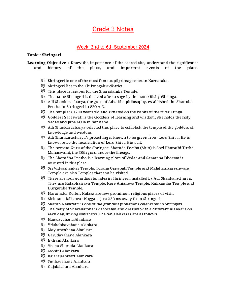 Grade 3 Notes 1739179750 | PDF | Sita