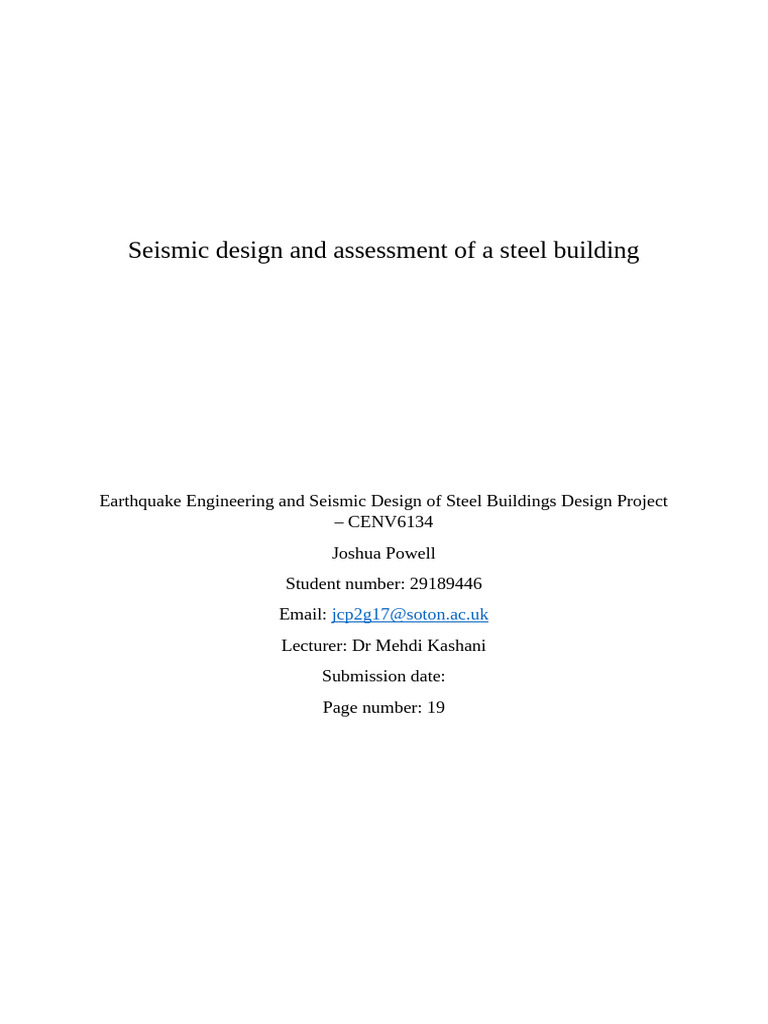 Seismic Design and Assessment of A Steel Building | PDF | Beam ...