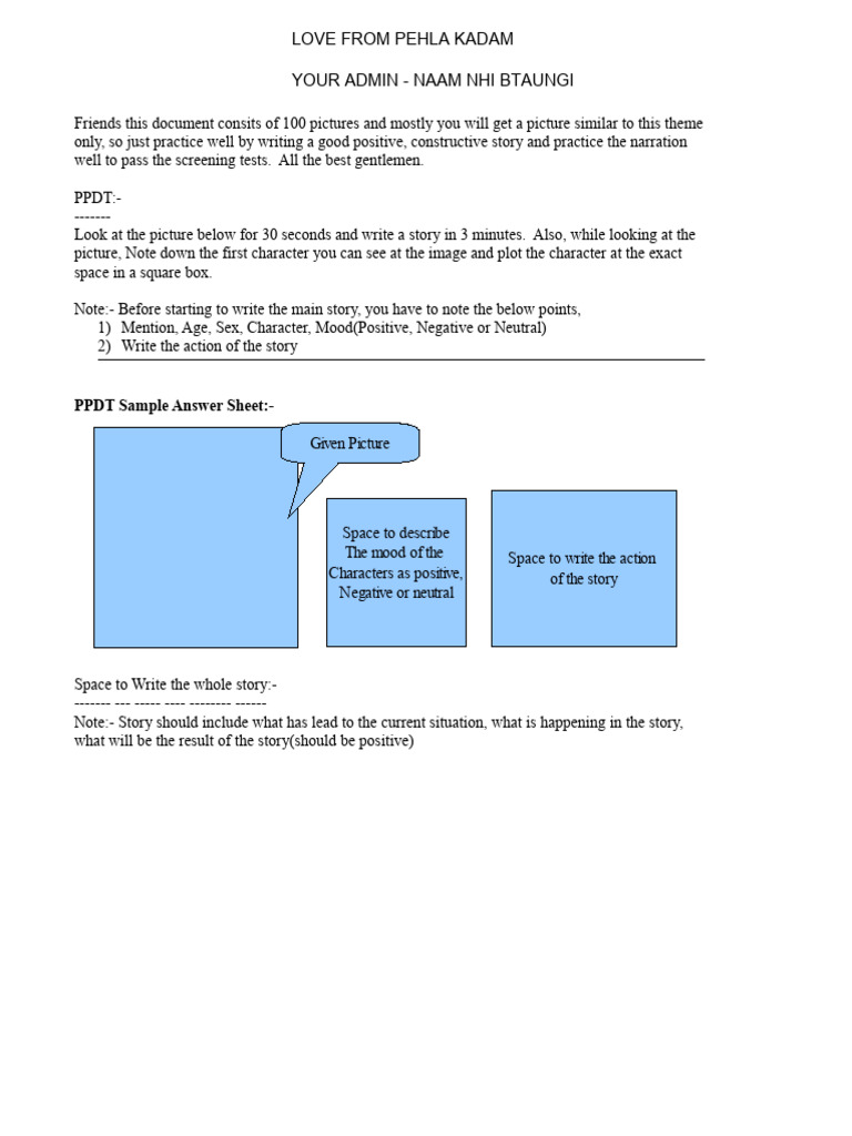PPDT Practice Set: 100 Sample Images | PDF