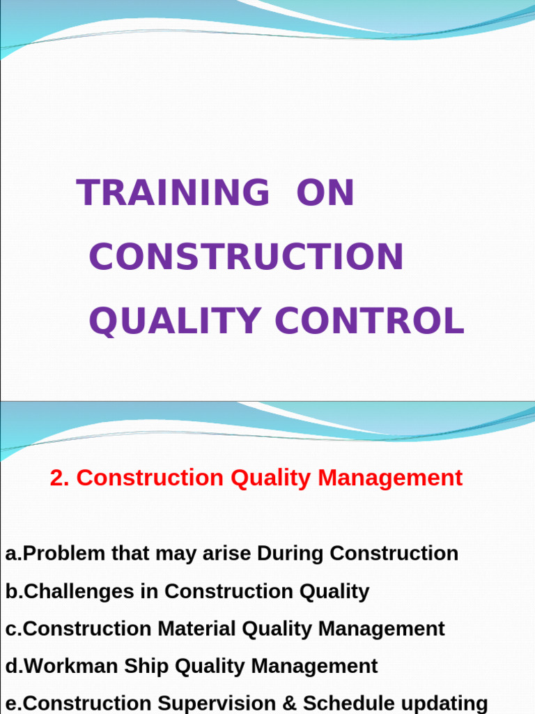 Construction Quality Control Training | PDF | Specification (Technical ...