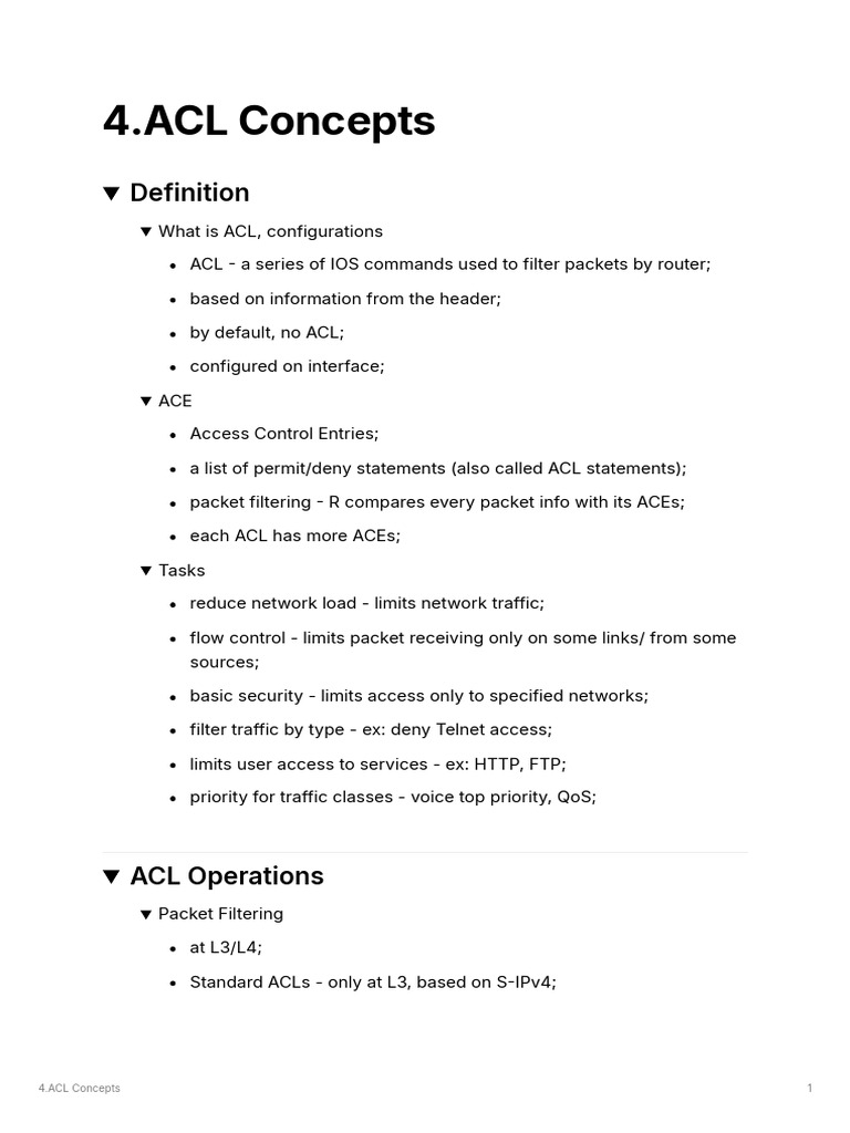 4.acl Concepts | PDF | Ip Address | Router (Computing)
