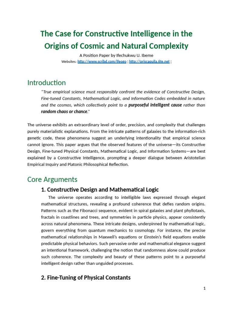 Constructive Intelligence in Cosmic Complexity | PDF | Science | Universe