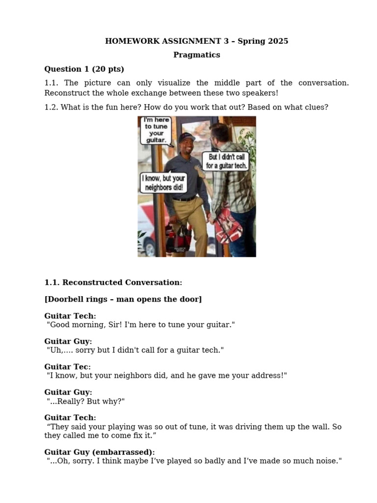Pragmatics Homework Assignment 2025 | PDF | Job Interview | Human ...
