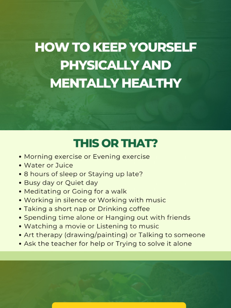 How To Stay Physically and Mentally Healthy | PDF