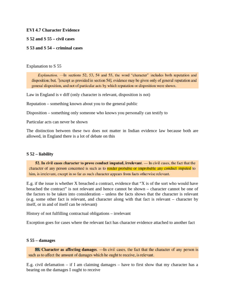Character Evidence in Civil and Criminal Cases | PDF | Evidence | Crimes