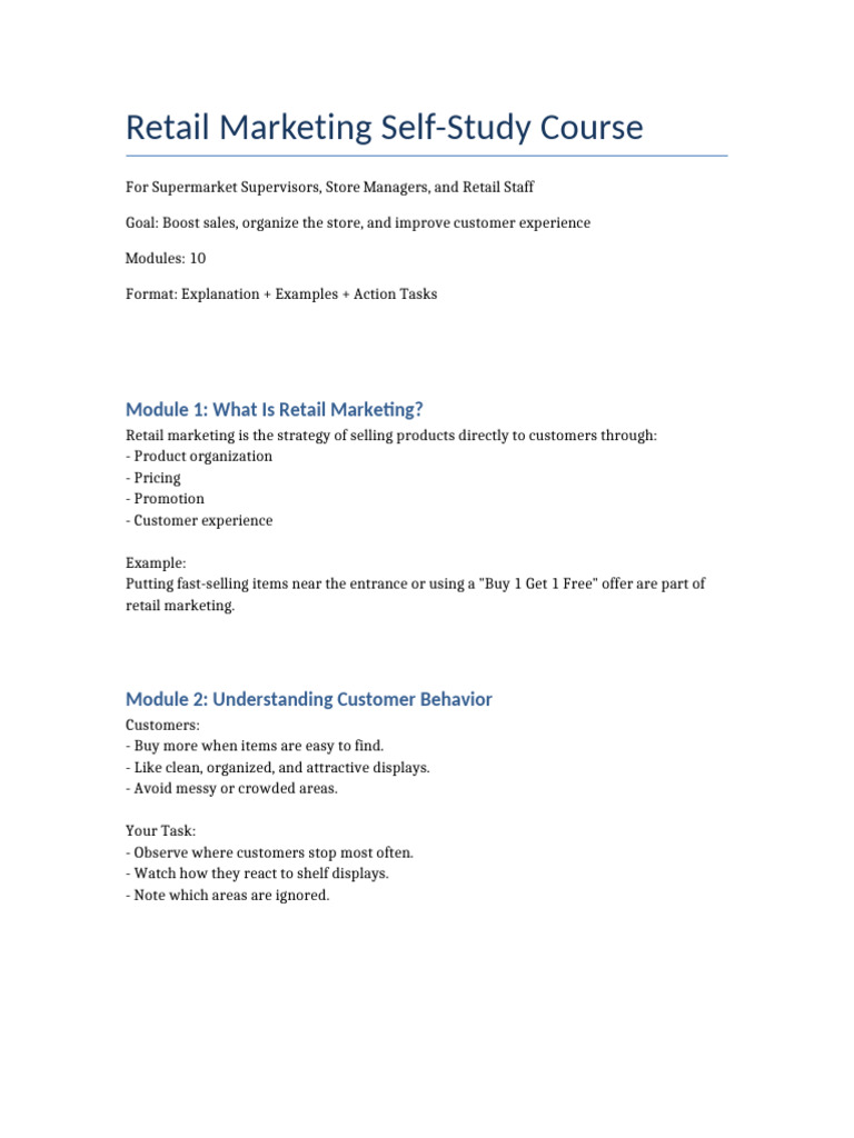 Retail Marketing Course for Managers | PDF | Pricing | Marketing