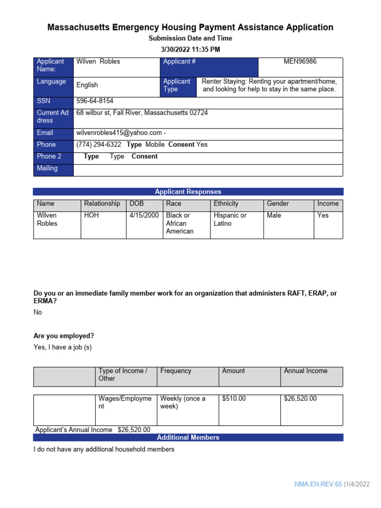 Massachusetts Emergency Housing Assistance Application | PDF | Lease ...