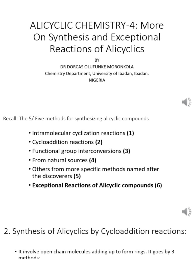 Alicyclic Synthesis Methods Overview | PDF | Chemical Reactions ...