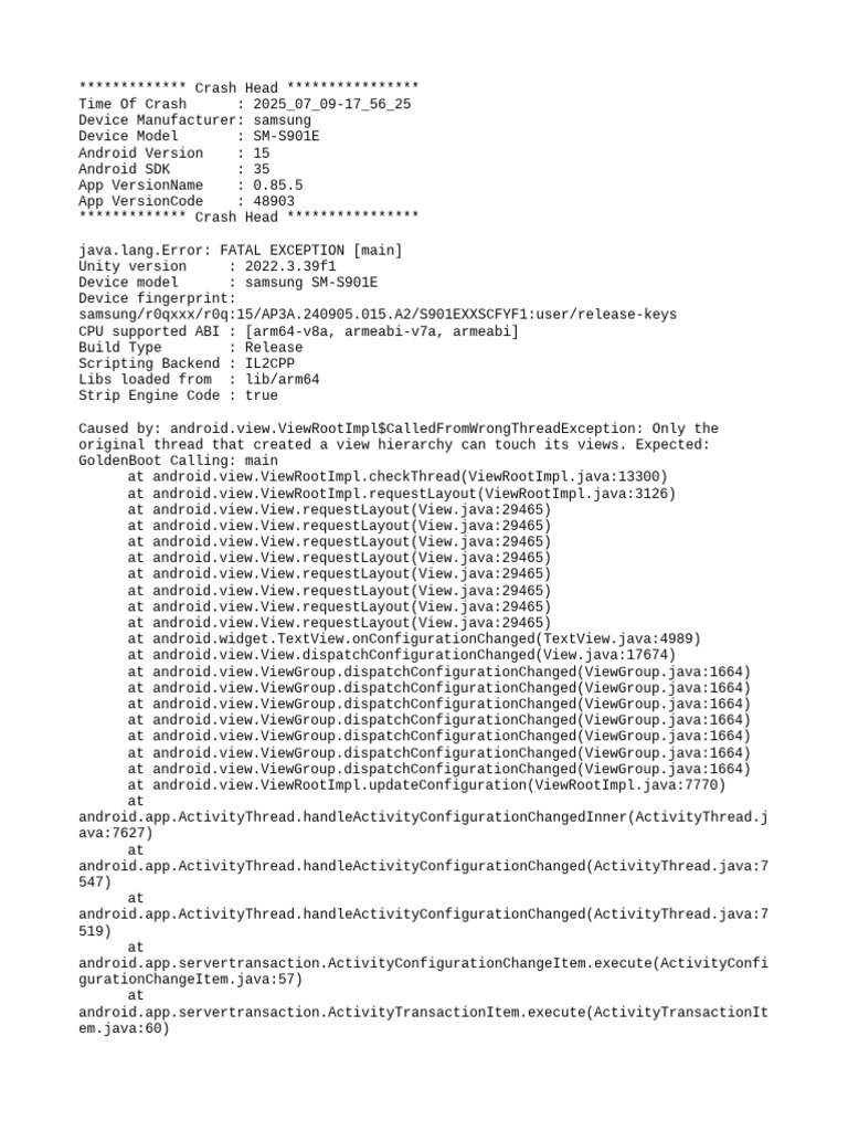 Samsung SM-S901E Crash Log Analysis | PDF | Java (Programming Language ...