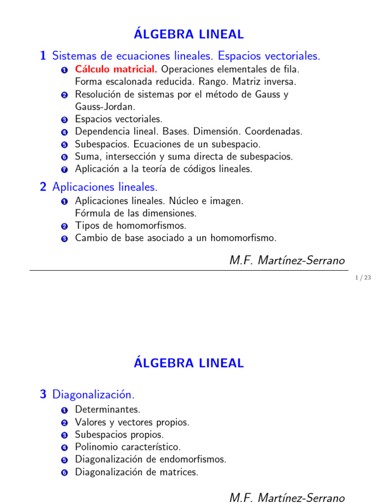 Tema 1.1.1 | PDF | Álgebra lineal | Mapa lineal